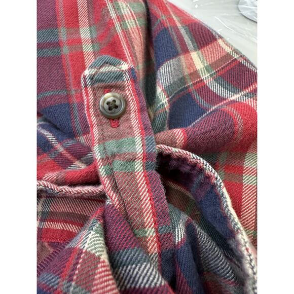 Lauren Ralph Lauren Women's Red Large Button Down Flannel Plaid Roll Sleeve Tab - Picture 9 of 9